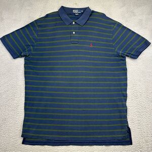 Polo Ralph Lauren Polo Shirt Mens XL‎ Blue Green Striped Pima Cotton Casual Prep